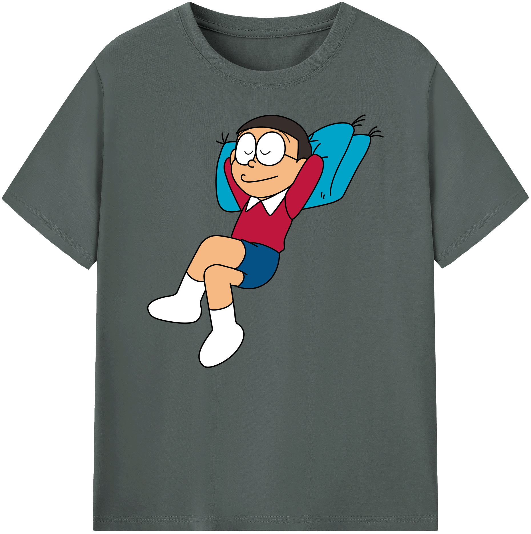 （画像用） ドラえもん 野比 のび太 Doraemon Nobita Nobi 綿100％ メンズ半袖Tシャツ｜肌触りやわらか＆通気性